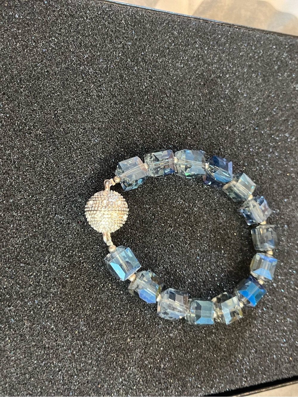 Park Lane Blue Crystal Bead Bracelet with Pave Ball Clasp